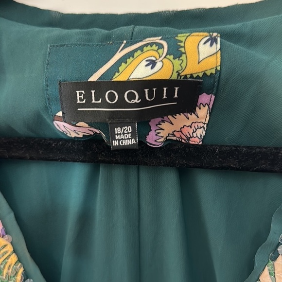 ELOQUII 18 / 20 Slit Front floral Print Sequin Maxi Dress - Picture 11 of 15